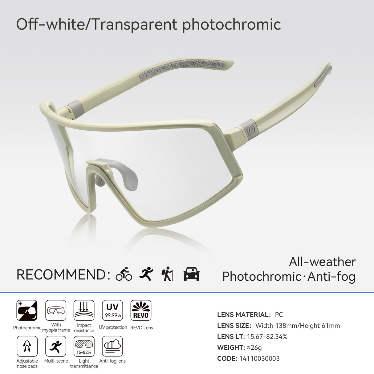 Lentes de Running / Ciclismo - Antiempañante - ROCKBROS - SP376