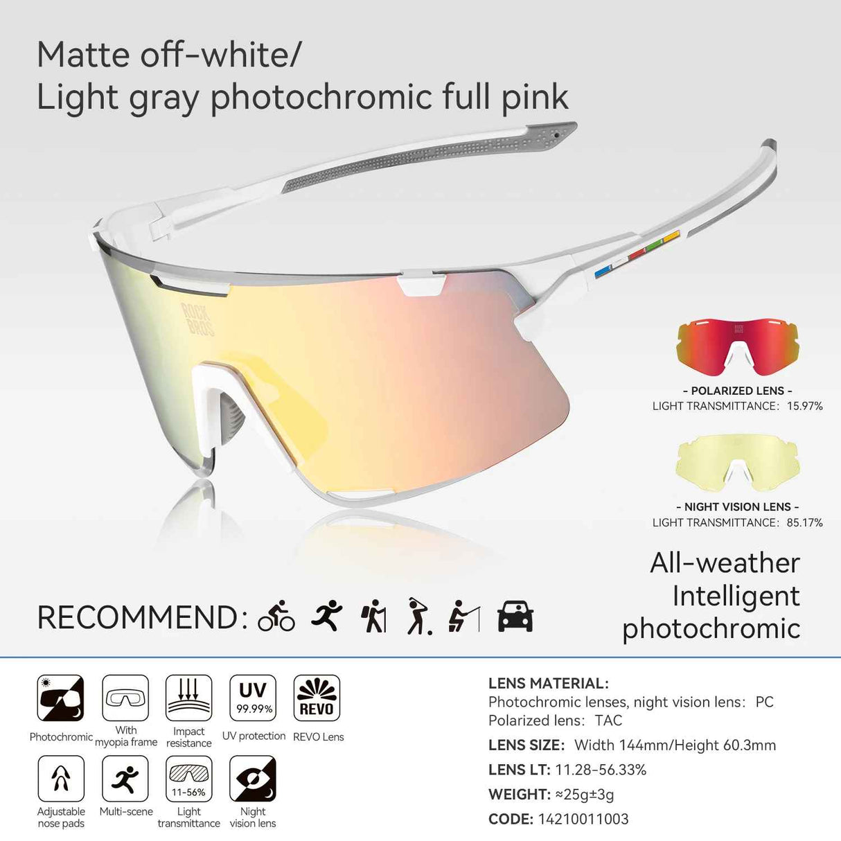 Lentes de Running / Ciclismo Premium - Road to Sky — 3 en uno (Fotocromática, Polarizada, Nocturna)