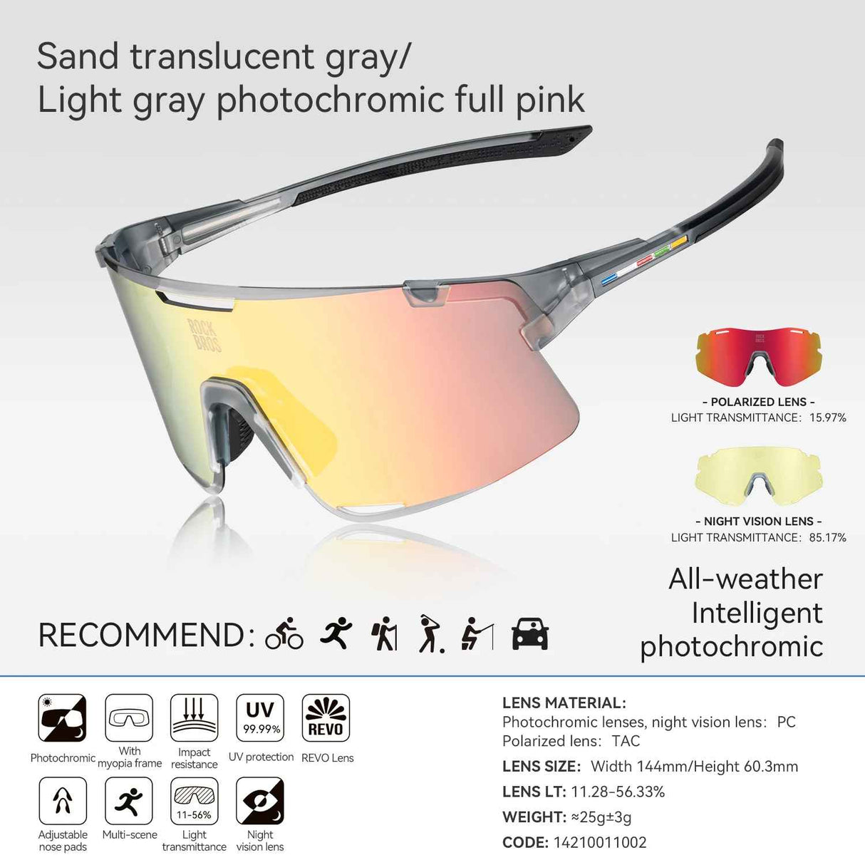 Lentes de Running / Ciclismo  Premium - Road to Sky — 3 en uno (Fotocromática, Polarizada, Nocturna)